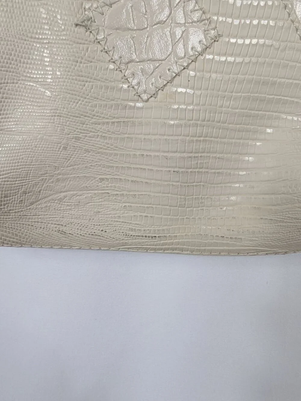 Handbag Monique White Snakeskin Print Texture Purse Shoulder Bag Vintage 80s 90s